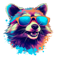 Häftigt racoon tshirt design färgrik Färg png