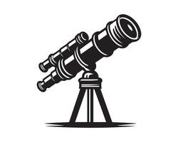 telescope silhouette icon graphic logo design vector