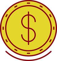 dólar símbolo línea dos color icono vector