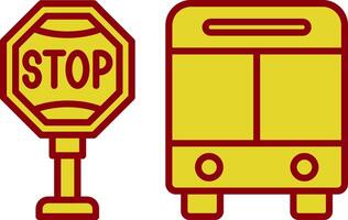 Bus Stop Line Two Color Icon vector