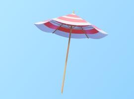 3d illustration of cute beach umbrella. Summer element isolated on blue background. vector