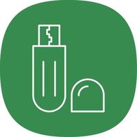 Flash Drive Line Curve Icon vector