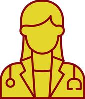 Female Doctor Line Two Color Icon vector