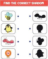 Find correct shadow theme worksheet kids vector