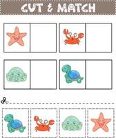 game for children to cut and match the same picture on a printable worksheet vector