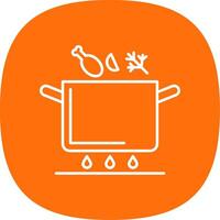 Soup Pot Line Curve Icon vector