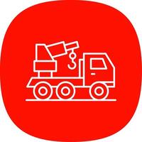 grua camión línea curva icono vector