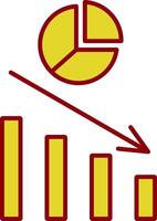 gráfico circular, línea, dos colores, icono vector