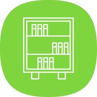 Bookshelf Line Curve Icon vector