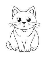 Cute Cat Coloring Pages, Cat illustration, Beautiful cat black and white vector