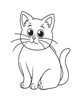 Cute Cat Coloring Pages, Cat illustration, Beautiful cat black and white vector