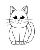 Cute Cat Coloring Pages, Cat illustration, Beautiful cat black and white vector