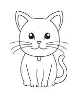 Cute Cat Coloring Pages, Cat illustration, Beautiful cat black and white vector