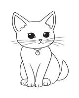 Cute Cat Coloring Pages, Cat illustration, Beautiful cat black and white vector