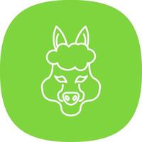 Alpaca Line Curve Icon vector