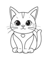 Cute Cat Coloring Pages, Cat illustration, Beautiful cat black and white vector