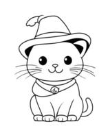 Cute Cat Coloring Pages, Cat illustration, Beautiful cat black and white vector