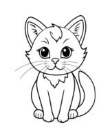 Cute Cat Coloring Pages, Cat illustration, Beautiful cat black and white vector