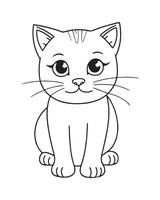 Cute Cat Coloring Pages, Cat illustration, Beautiful cat black and white vector