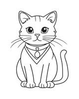 Cute Cat Coloring Pages, Cat illustration, Beautiful cat black and white vector