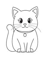 Cute Cat Coloring Pages, Cat illustration, Beautiful cat black and white vector