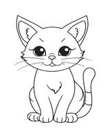 Cute Cat Coloring Pages, Cat illustration, Beautiful cat black and white vector