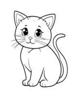 Cute Cat Coloring Pages, Cat illustration, Beautiful cat black and white vector