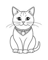 Cute Cat Coloring Pages, Cat illustration, Beautiful cat black and white vector