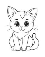 Cute Cat Coloring Pages, Cat illustration, Beautiful cat black and white vector