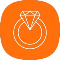 diamante anillo línea curva icono vector