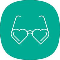 Heart Glasses Line Curve Icon vector