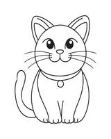 Cute Cat Coloring Pages, Cat illustration, Beautiful cat black and white vector