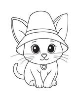 Cute Cat Coloring Pages, Cat illustration, Beautiful cat black and white vector