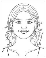 A cute women illustration, girls coloring pages, beautiful lady black and white , girls line art vector