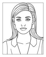 A cute women illustration, girls coloring pages, beautiful lady black and white , girls line art vector