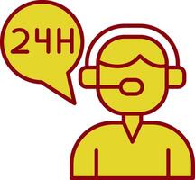 24 Hours Support Line Two Color Icon vector