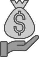 dinero bolso relleno icono vector