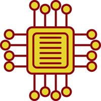 Computer Chip Line Two Color Icon vector