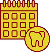 dental calendario línea dos color icono vector