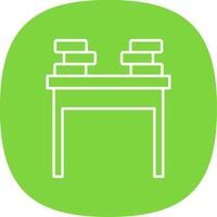 School Desk Line Curve Icon vector