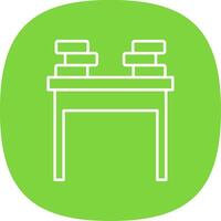 School Desk Line Curve Icon vector