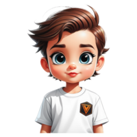a cartoon boy with brown hair and blue eyes png