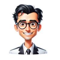 cartoon man in suit avatar, transparent background png