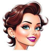 cartoon woman with brown hair and blue eyes png