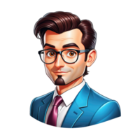 a cartoon man in glasses and a suit png
