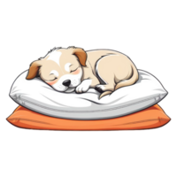 cartoon dog sleeping on a pillow png