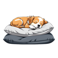 cartoon dog sleeping on a pillow png