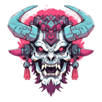 a cartoon skull with horns and horns on its head png