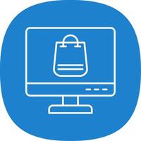 Online Shopping Line Curve Icon vector