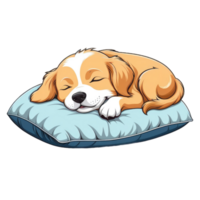 cartoon dog sleeping on a pillow png